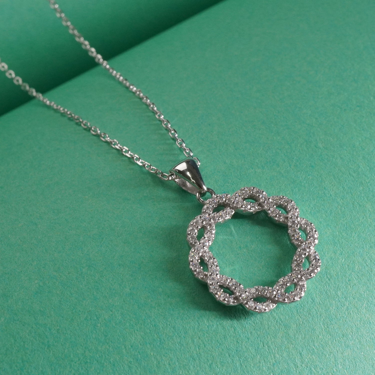 Silver Stone Pendant Charm Chain