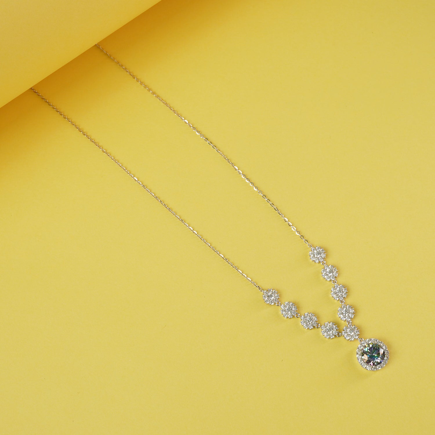 Unique Moissanite Silver Chain Necklace For Women