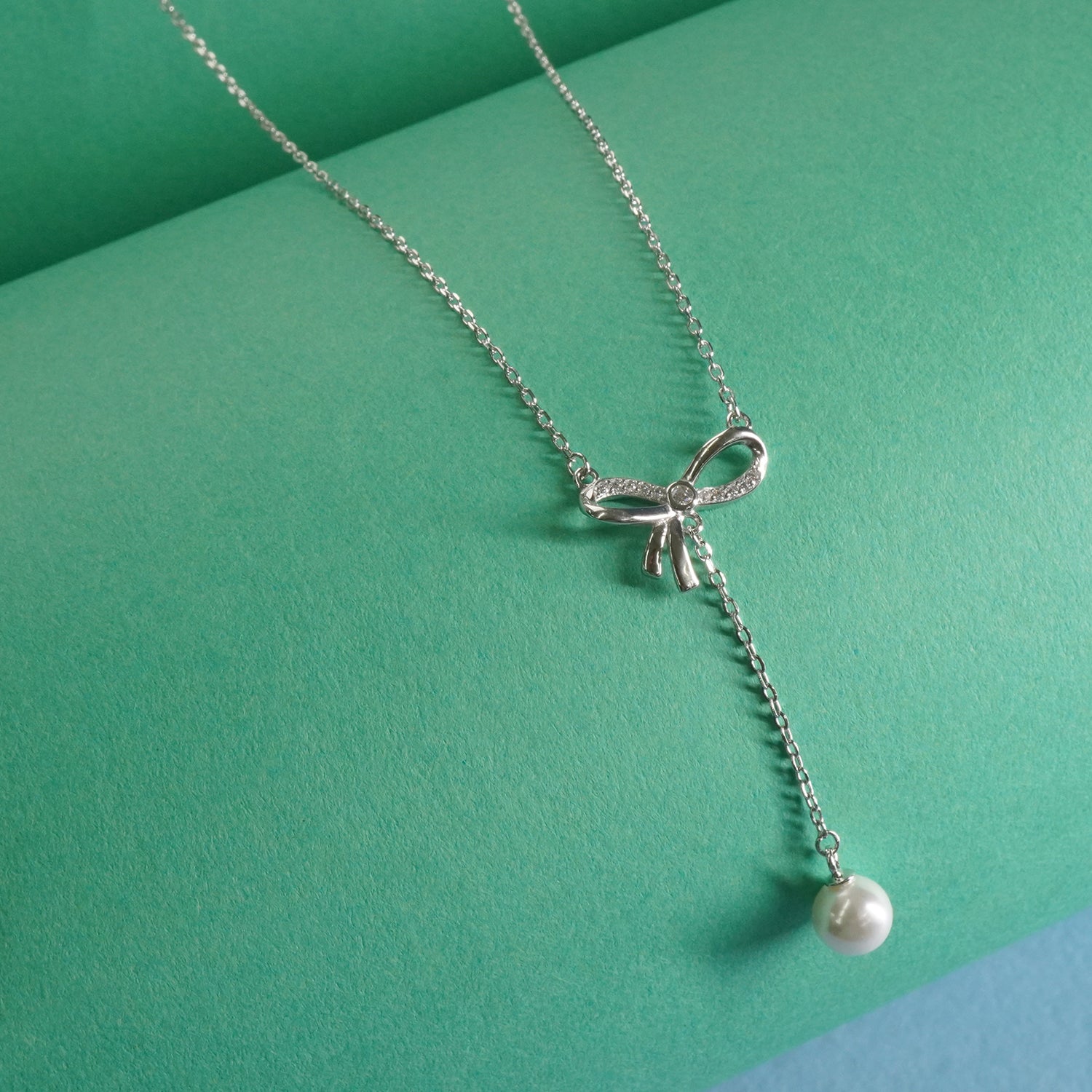 Silver Infinity Pearl Charm Necklace
