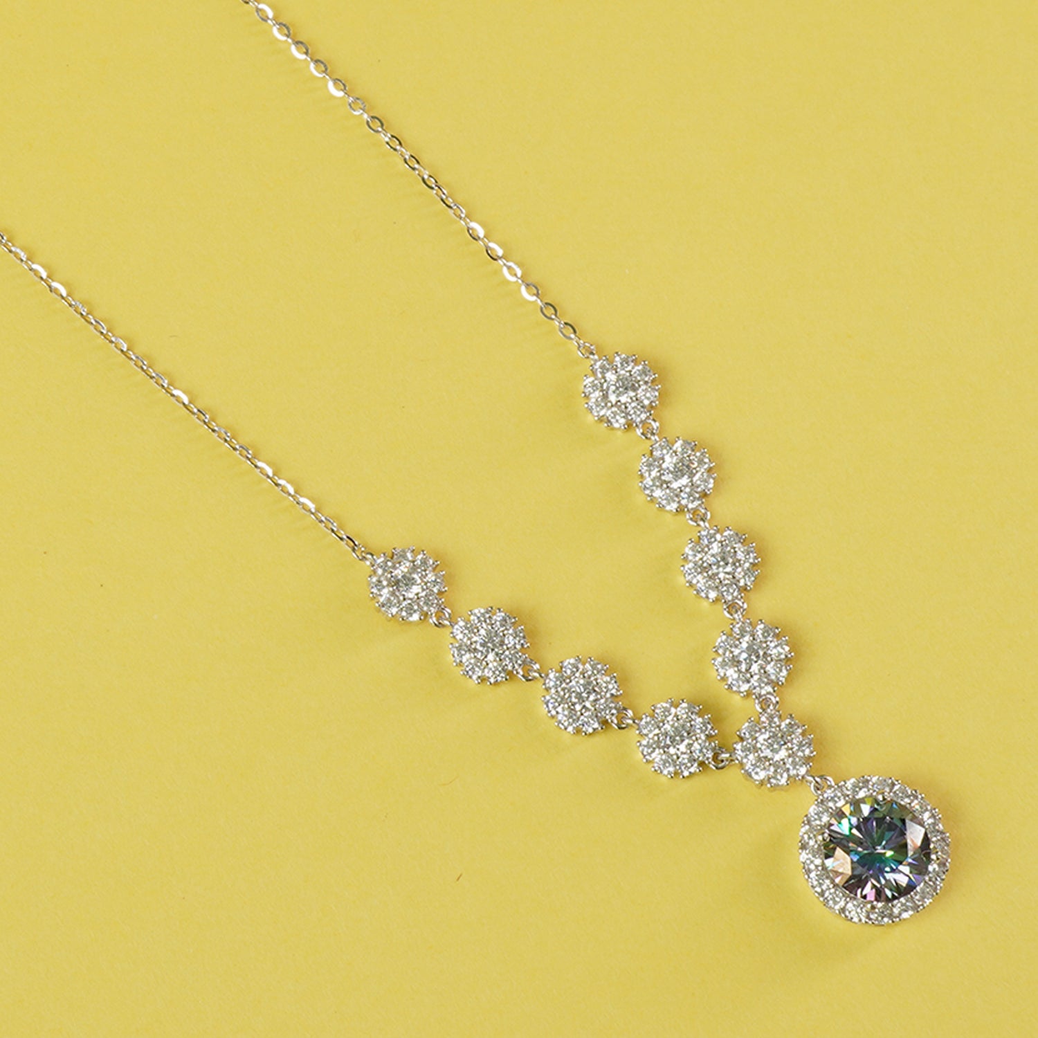 Unique Moissanite Silver Chain Necklace For Women