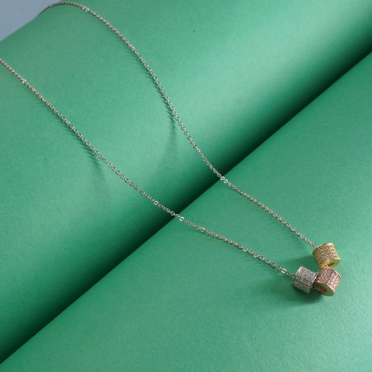 Silver Cute Stone Charms Chain Necklace