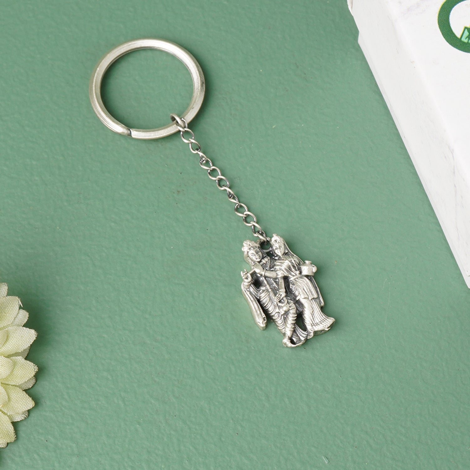Pure 925 Silver Krishna Radha KeyChain