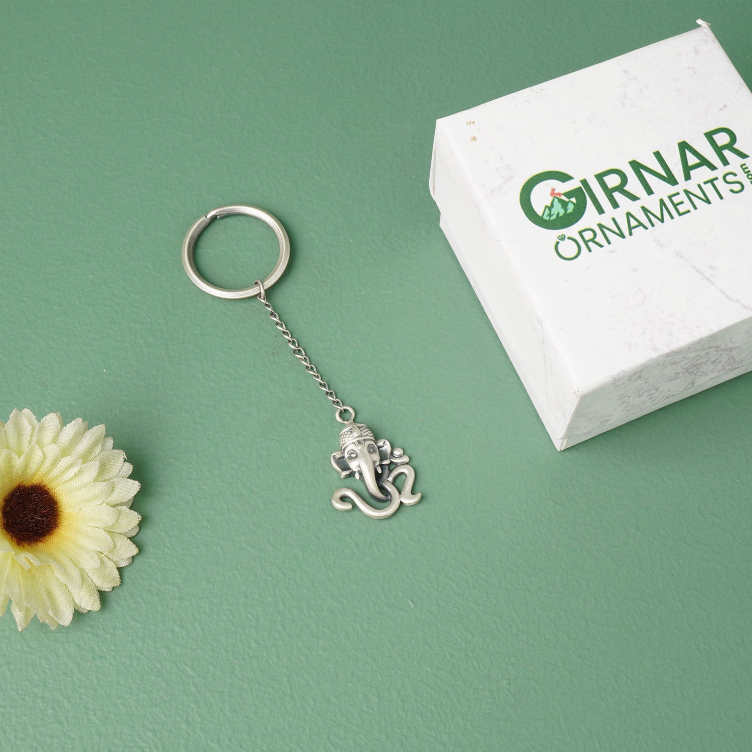 Pure 925 Silver Om Ganapati KeyChain