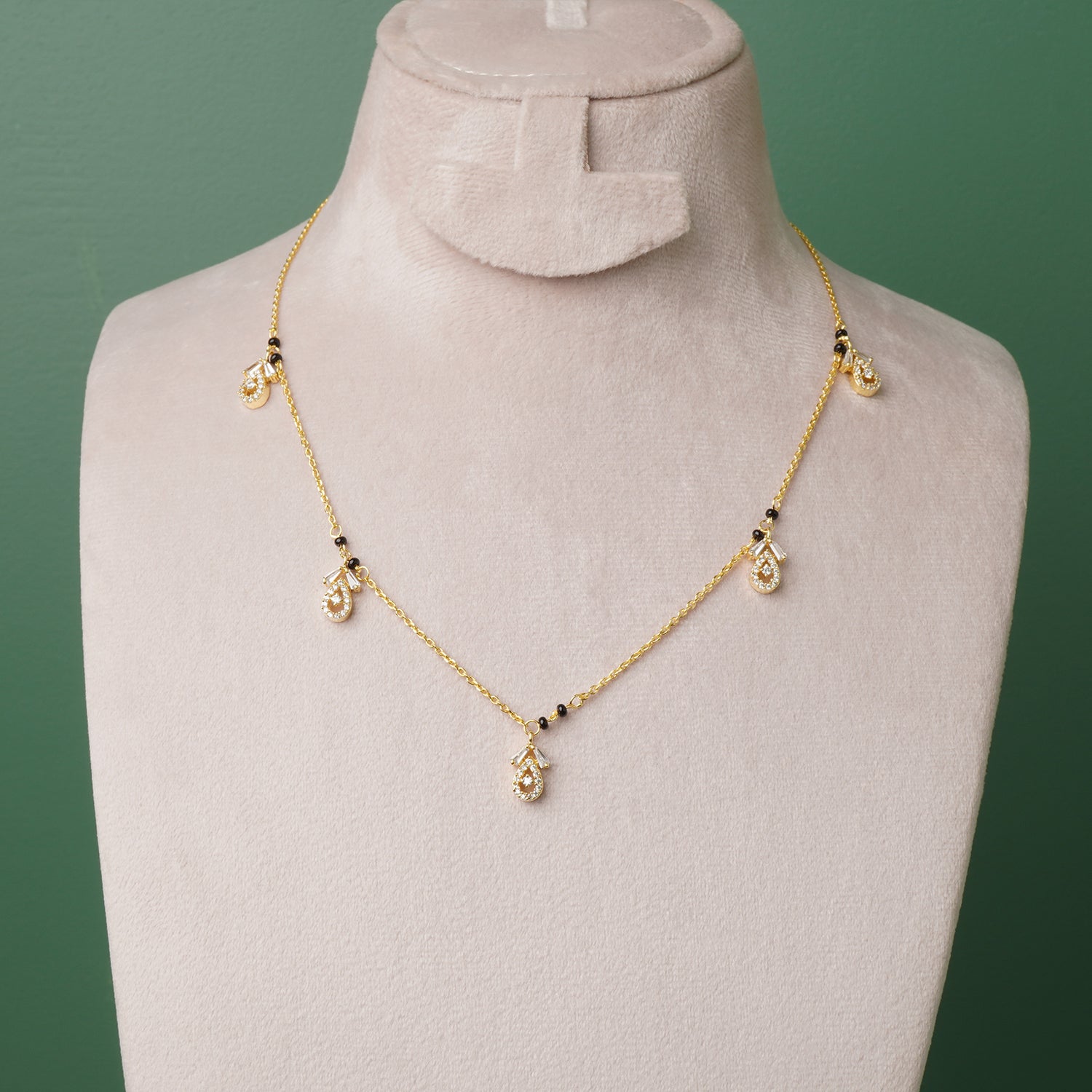 Pure 925 Silver Gold Plated Charm Mangalsutra