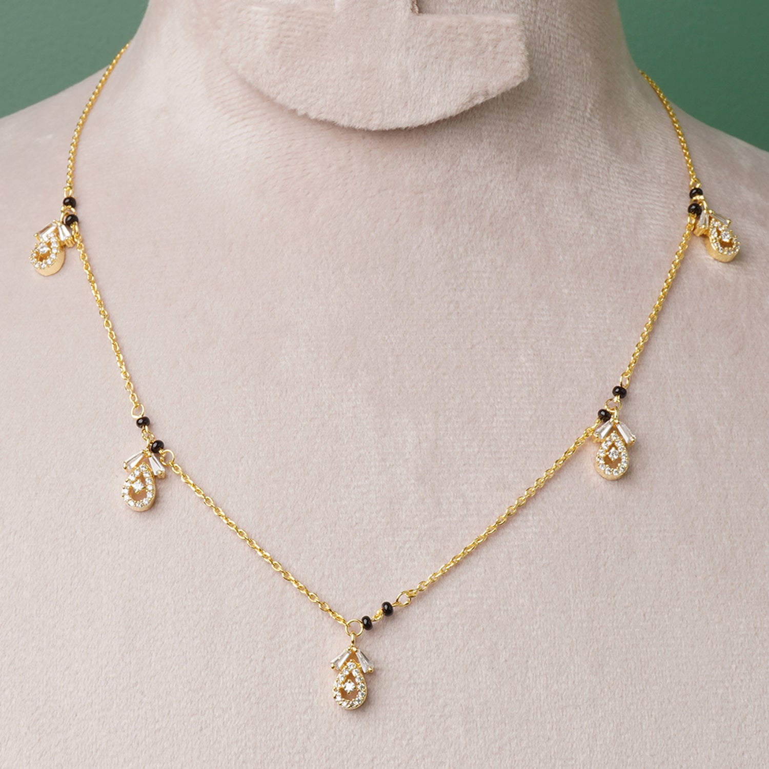 Pure 925 Silver Gold Plated Charm Mangalsutra