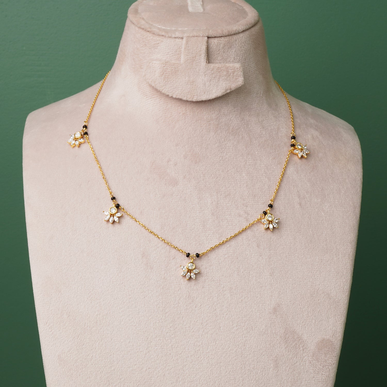 Buy Pure 925 Silver Gold Plated Charm Mangalsutra Design