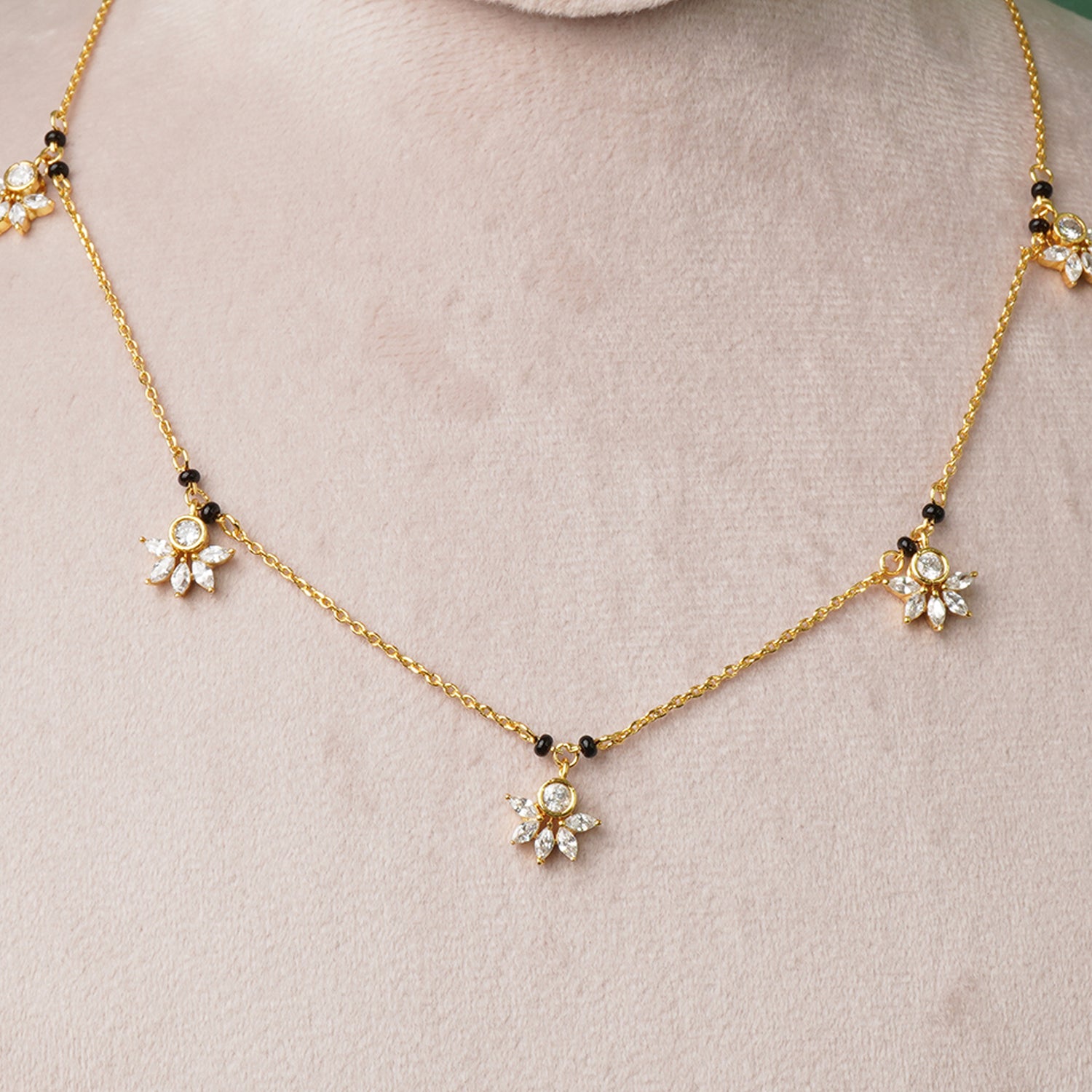 Buy Pure 925 Silver Gold Plated Charm Mangalsutra Design