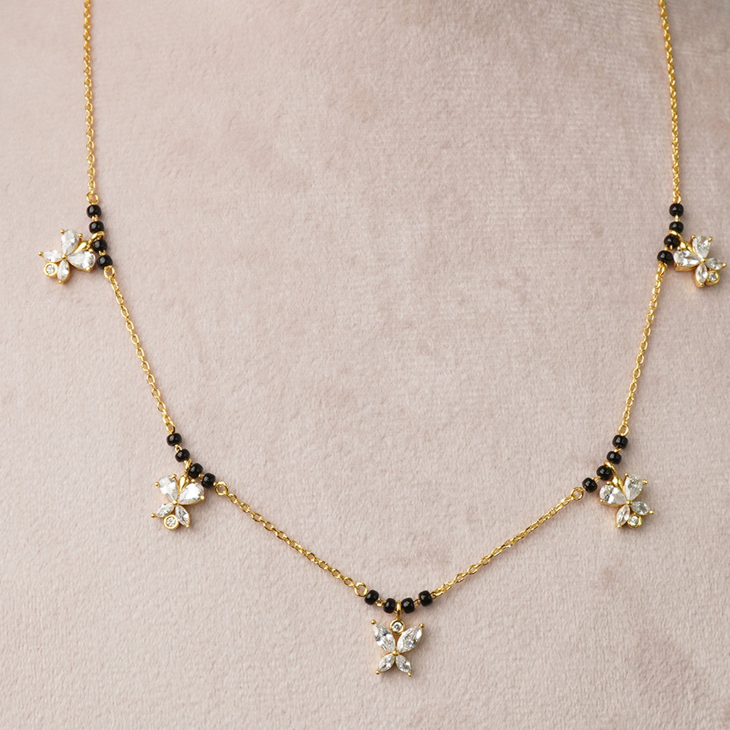 Buy Pure 925 Silver Gold Plated Charm Mangalsutra Online