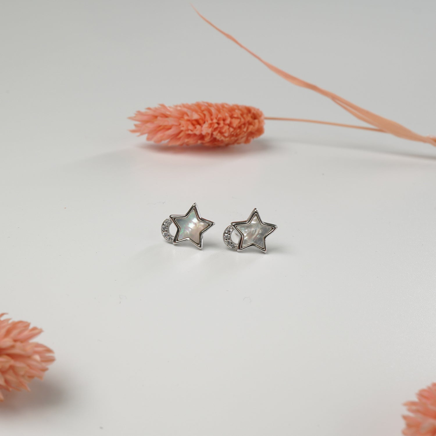 sterling pure 925 silver star shaped earrings for women