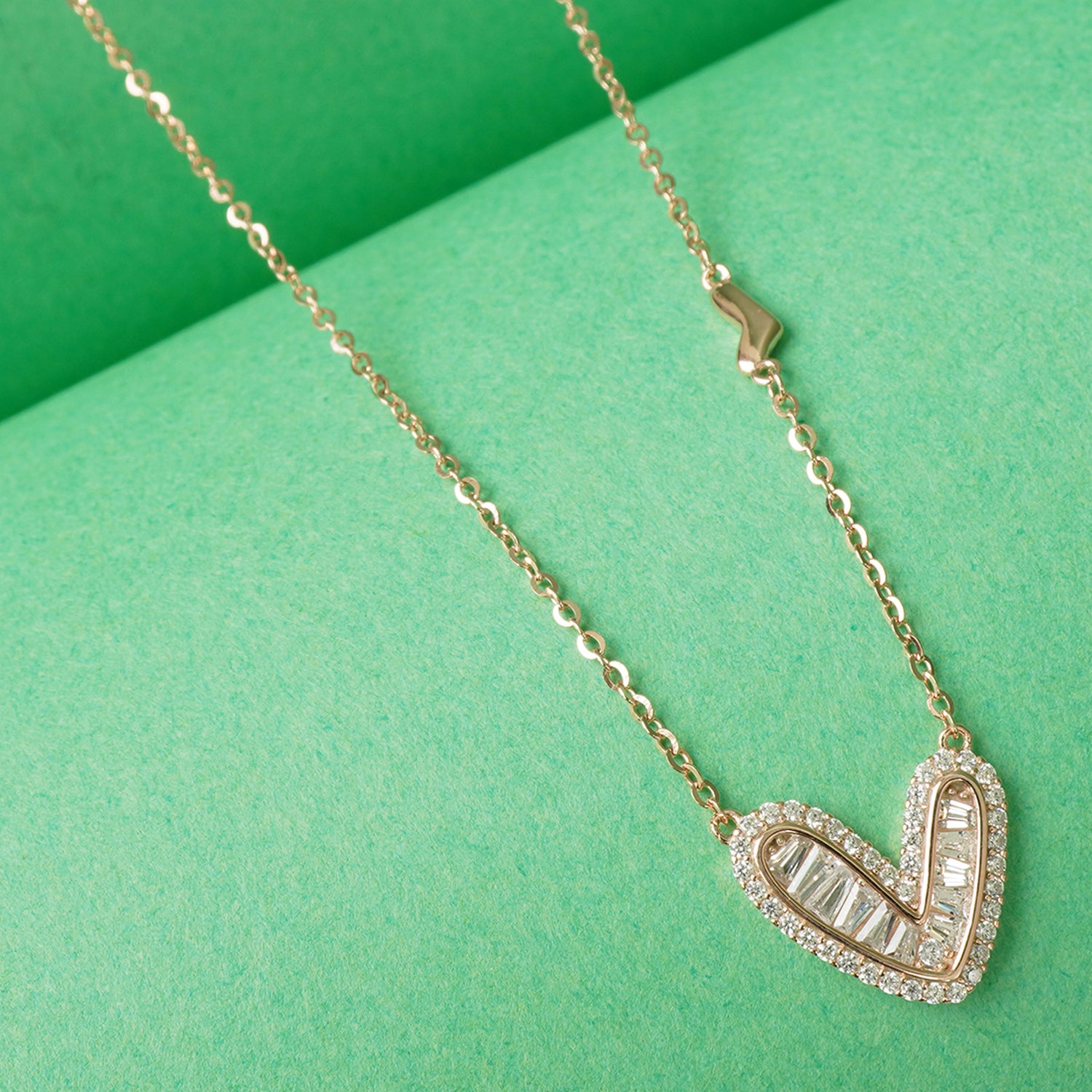 925 Silver Shimmering Heart Pendant Necklace Rose Gold Plated