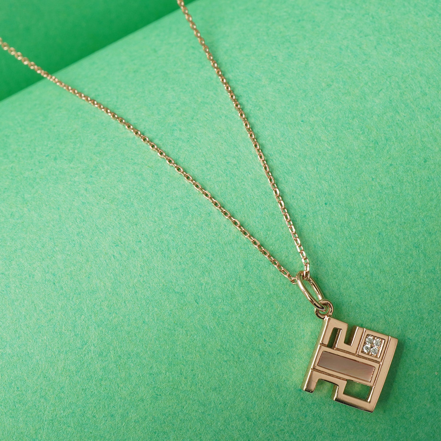 925 Silver Jumpy Square Pendant Necklace in Rose Gold Plated