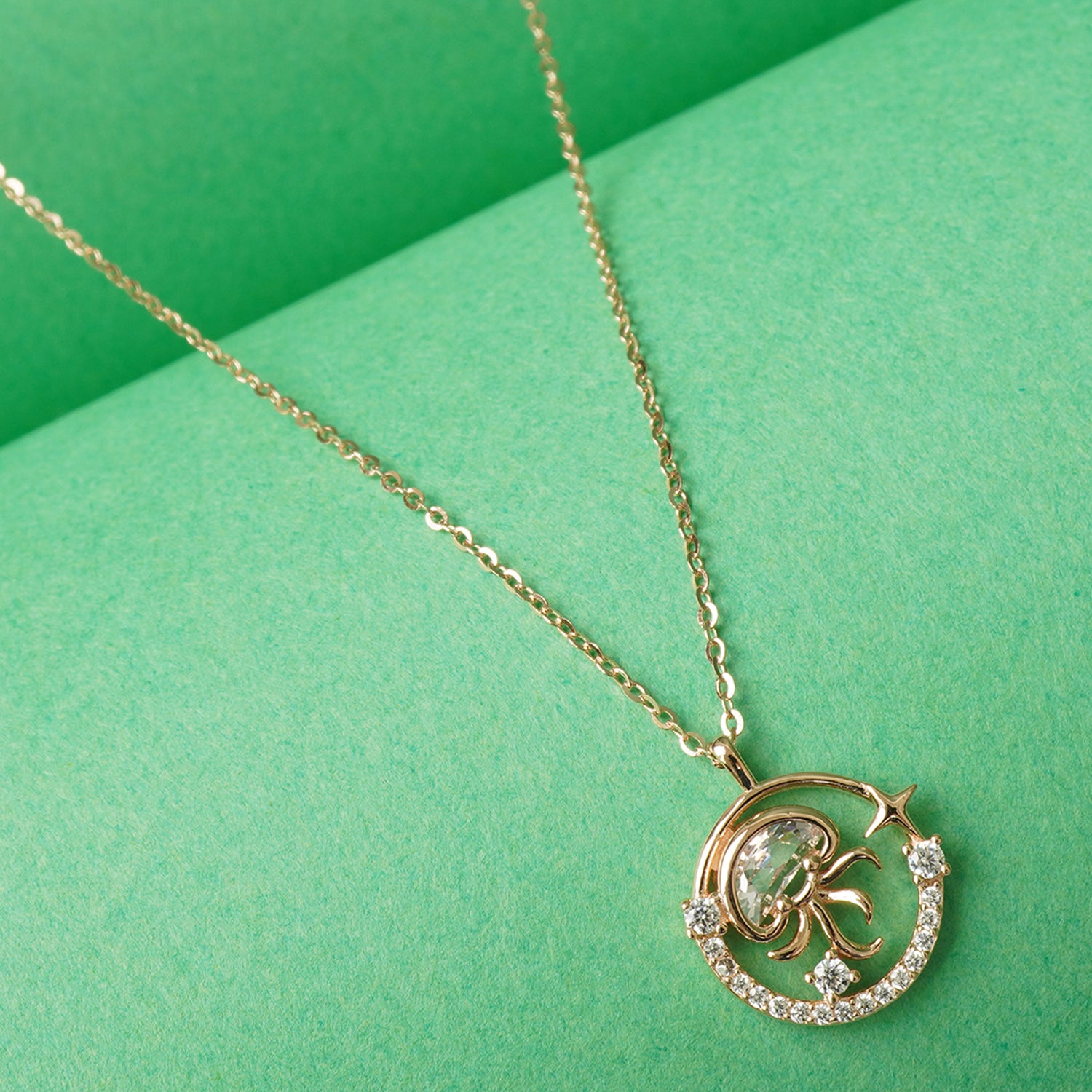 JellyFish Pendant Necklace Rose Gold Plated in 925 Silver
